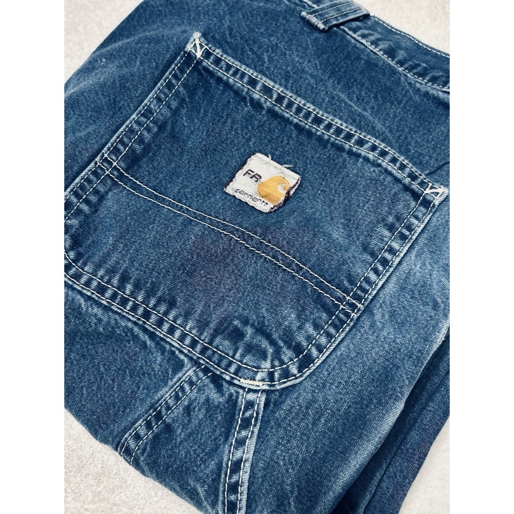CARHARTT FR FLAME/FIRE RESISTANT BLUE JEANS MENS 44x32 SEE PICTURES WORK CARGO
